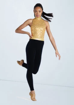 Weissman Sequin Mock Neck Unitard